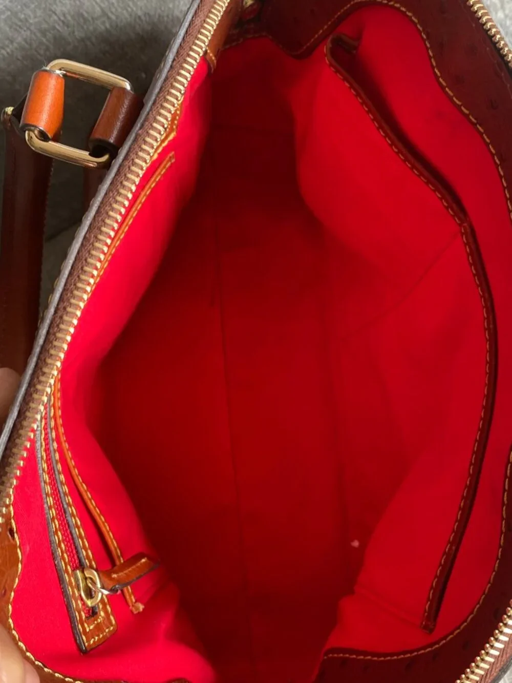 Dooney & Bourke Ostrich Embossed Leather Domed Zipped Satchel